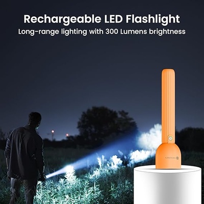 Portronics Eco Glow LED Torch Light with USB Rechargeable Battery, Dual-Brightness Levels, SOS Emergency Light Mode, Long Distance Flashlight, for Home, Outdoor, Camping, Travel (Orange) Portronics Eco Glow LED Torch Light with USB Rechargeable Battery, Dual-Brightness Levels, SOS Emergency Light Mode, Long Distance Flashlight, for Home, Outdoor, Camping, Travel (Orange)