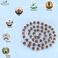 Silver Rudraksha Mala with Karungali Pendant