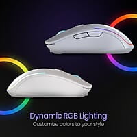 Portronics Toad One Bluetooth Mouse with 2.4 GHz & BT 5.3 Dual Wireless, 6 Buttons, Rechargeable, RGB Lights, Connect 3 Devices, Ergonomic Design for Laptop, Smartphone, Tablet