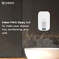 Faber Zippy Instant Geyser 5 Litre 3000W Powerful Heating Superior Energy Efficiency