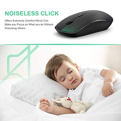 Joy Wireless + Bluetooth Mouse – Silent Click, Sleek Design, Black & White, Ergonomic Shape, Long Battery Life, Compatible with Multiple Devices, Perfect for Home & Office Use, Smooth Tracking.