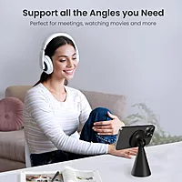 Portronics Mogun 5 Magnetic Phone Holder – Magsafe Compatible | 360° Rotation & 180° Pivot | Black