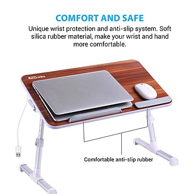 Portronics My Buddy Plus Laptop Table – Adjustable Height & USB Fan