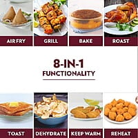Borosil Digital Air Fryer 4.7 L Capacity with Digital Display | 10 Menu Mode For Home Kitchen | 8 in 1 Function | Air Fryer for Bake, Grill, Roast, Reheat etc. | 90% Less Oil | 1300 Watt
