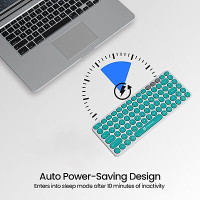 Portronics Bubble 2.0 Bluetooth + Wireless Keyboard – White & Blue | 1 Year Warranty