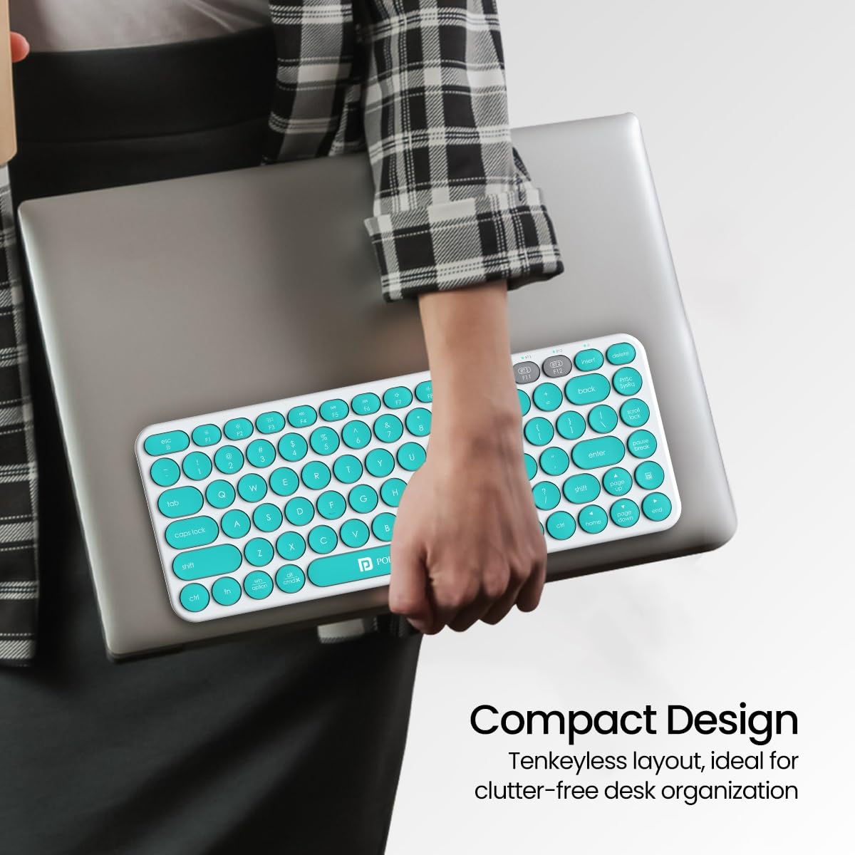 Portronics Bubble 2.0 Bluetooth + Wireless Keyboard – White & Blue | 1 Year Warranty