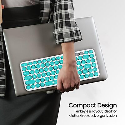 Portronics Bubble 2.0 Bluetooth + Wireless Keyboard – White & Blue | 1 Year Warranty