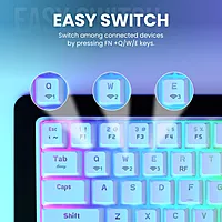 Portronics Hydra 10 Mechanical Wireless Gaming Keyboard – Bluetooth 5.0 + 2.4GHz | RGB Lights 16.8 Million Colors | Type-C Charging | Compatible with PC, Smartphone & Tablet | Brown