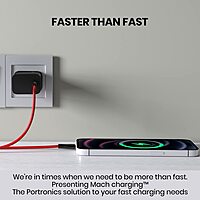 Portronics 1024 Adapto 20C Charger – 20W Type-C PD | 5V/3A, 9V/2.22A, 12V/1.67A | Black