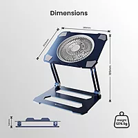 Portronics My Buddy K10 Laptop Stand – Metal Build | Foldable & Extendable | Cooling Fan | Grey