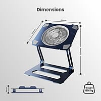 Portronics My Buddy K10 Portable Laptop Stand with Multiple Height Adjustable Angles, Fan-Based Ventilated Bottom