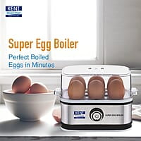 KENT Super Egg Boiler | 3 Boiling Modes | Stainless Steel Body and Heating Plate | 6 Eggs at a Time | Automatic Turn-Off | Silver