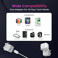 Portronics 1447 Adapto 20 Lite Charger – 20W Type-C PD GaN  | 5V/3A, 9V/2.22A, 12V/1.67A | White