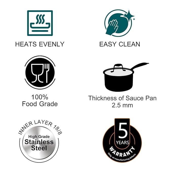 Signora Ware Artista Tri- play Sauce Pan Witht Lid 2100 ML (18 CM)