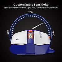 Portronics Vader Pro Wireless Gaming Mouse with 2.4 GHz Receiver, 6 Buttons, Thumb Support, High-Precision Tracking, Ergonomic Comfort, Adjustable Optical DPI for Laptop, PC, Mac