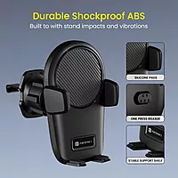 Portronics Clamp Z – Car Vent Phone Holder, 360° Rotation, Adjustable Grip, Durable Design, Easy Installation, Compatible with Most Smartphones, Ideal for Hands-Free Navigation, Black.
