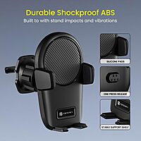 Portronics Clamp Z Car Phone Holder – 360° Rotation | Strong Grip | Black | 1 Year Warranty