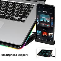 Portronics My Buddy Air Cooling Pad Laptop Stand with 6 Cooling Fans, RGB Lights, 7 Adjustable Heights, Mobile Stand