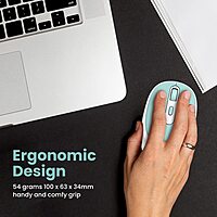 Portronics Toad 27: Blue Wireless Mouse with Silent Clicks, ergonomic design, 2.4GHz connectivity, long battery life, perfect for quiet environments, compatible with multiple devices.