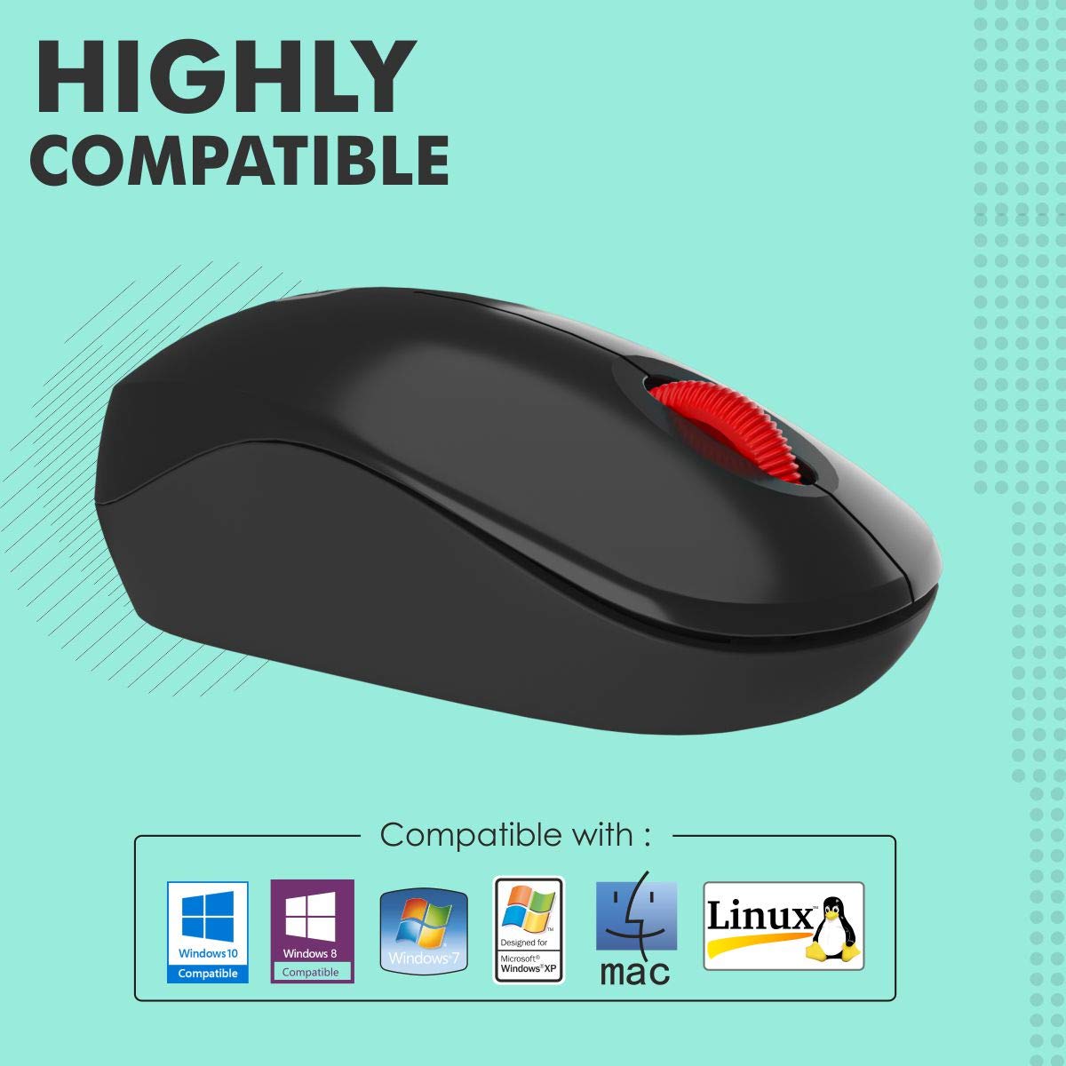 Portronics Toad 12: 2.4G Wireless Mouse with USB Receiver, ergonomic design, smooth tracking, long battery life, plug and play, compatible with Windows and Mac, perfect for home and office use.