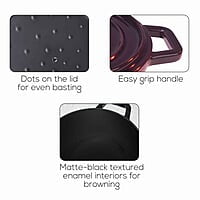 Wonderchef Ferro Cast-Iron Casserole with Lid- 24cm, 3.6L, 4.5mm