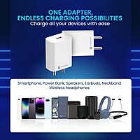 Portronics 1963 Adapto ONE PRO Charger – 3A MACH Charger | Single USB Port | Type-C Cable| White