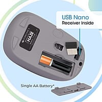 ZEBRONICS Haze Wireless Mouse for Computers, Laptops with 1200 DPI, Advanced Optical Sensor, 2.4GHz USB Nano Receiver, Plug - Play Usage, Power Saving Mode and Comfortable use on Most Surfaces