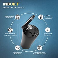 Lapcare 150W In-Car Inverter (12 V DC to 220 V AC, Dual USB Fast-Charging 2.4 A, Safety Shutdown, Cooling Fan Included, 1 Year Warranty)