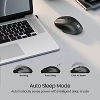 Portronics Toad 35: Sleek Black Wireless Mouse featuring USB connectivity and adjustable DPI settings for precision control. Perfect for home or office use, ensuring smooth navigation and comfort.