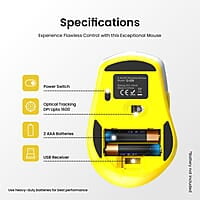 Portronics Toad 32 Wireless Mouse with 6 Buttons, 2.4 GHz Connectivity, 10m Working Range, Ergonomic Design, Adjustable Optical DPI, Auto Power Saving, for Laptop & PC