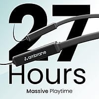Ambrane Bassband Hyper Wireless Earphones with 27Hrs Playtime,3Hrs Playtime in 10 Mins Charge,Boostedbass Sound,Multifunctional Controls,Voice Assistance,Ipx4