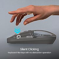 Portronics Toad 8 Transparent Wireless Mouse – Dual Mode BT & 2.4GHz | Grey | 1 Year Warranty