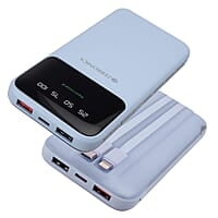 ZEBRONICS MW60 Power Bank, 10000 mAh, Rapid Charge, 20W Output, Outputs - Dual USB | Dual Type C | Lightning, Type C PD, LED Indicator, Built in I/O Cables