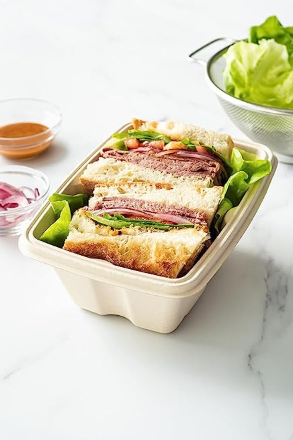 Bamboo Bagasse Rectangle Container With Lid