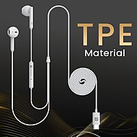 Portronics Conch Theta C – Type-C Earphones with Mic, sleek design, crisp sound, comfortable fit, perfect for music and calls, lightweight, durable, ideal for smartphones and devices with Type-C.
