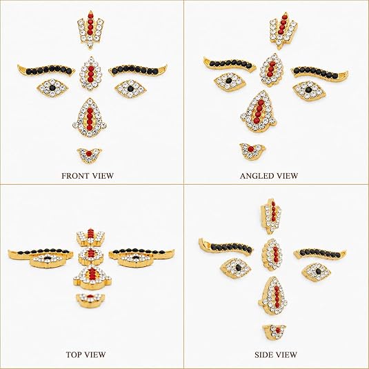 God Ornament Gold Plated Stone - Eye, Eye brow, Thilak Laxmi Narayan Face Alankaram Goddess varalakshmi Pooja