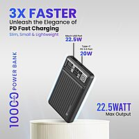 Portronics Mini 10K – Compact 10000mAh Power Bank, 22.5W Fast Charging, LED Display, Dual USB Output, Lightweight Design, Ideal for Travel, Compatible with Smartphones and Tablets.