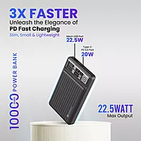 Portronics Mini 10K – Compact 10000mAh Power Bank, 22.5W Fast Charging, LED Display, Dual USB Output, Lightweight Design, Ideal for Travel, Compatible with Smartphones and Tablets.