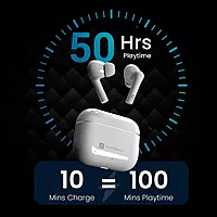 Portronics Twins S6 – TWS Earbuds, 50H Playtime, White. Enjoy seamless connectivity, superior sound quality, and a sleek design. Perfect for music lovers and on-the-go lifestyles.