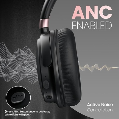 Portronics Muffs M3 Over Ear Headphones with ANC Enabled, Upto 40 Hours Playtime, in-Built Mic, 40mm Driver, Powerful Bass, Soft Ear Cushion, BT 5.3V, AUX in, Foldable Design, Type C Fast Charging Portronics Muffs M3 Over Ear Headphones with ANC Enabled, Upto 40 Hours Playtime, in-Built Mic, 40mm Driver, Powerful Bass, Soft Ear Cushion, BT 5.3V, AUX in, Foldable Design, Type C Fast Charging
