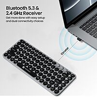 Portronics Bubble 2.0 Bluetooth + Wireless Keyboard – Grey & Black | 1 Year Warranty