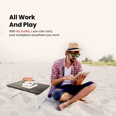 Portronics My Buddy J Portable/Foldable Laptop Table with Laminated MDF Board, Aluminium Legs, Anti-Skid Grip, Supports Upto 17 inch Laptop Portronics My Buddy J Portable/Foldable Laptop Table with Laminated MDF Board, Aluminium Legs, Anti-Skid Grip, Supports Upto 17 inch Laptop