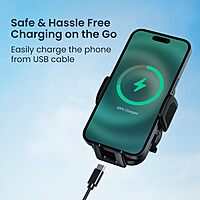 Portronics Clamp Y Car Mount – Adjustable, 360° Rotation, secure grip for smartphones, easy installation, perfect for navigation, hands-free calls, durable design, compatible with most devices.