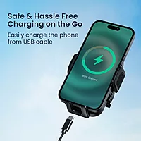 Portronics Clamp Y Car Mount – Adjustable, 360° Rotation, secure grip for smartphones, easy installation, perfect for navigation, hands-free calls, durable design, compatible with most devices.
