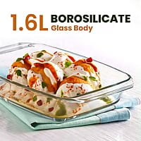 AGARO Elite Borosilicate Glass Baking Tray for Kitchen, 1600 ml Rectangle
