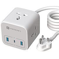 Portronics Volt 20 – 20W Desktop Charger features 3 AC ports, allowing you to charge multiple devices simultaneously. Compact design, efficient power delivery, perfect for home or office use.