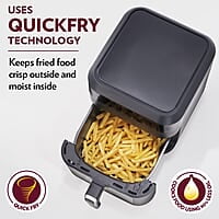 Borosil Digital Air Fryer 4.7 L Capacity with Digital Display | 10 Menu Mode For Home Kitchen | 8 in 1 Function | Air Fryer for Bake, Grill, Roast, Reheat etc. | 90% Less Oil | 1300 Watt