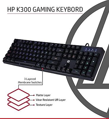 Open Box HP Wired USB Gaming Keyboard, K300