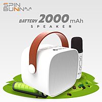 Just Corseca Spin Bunny Karaoke Speaker – Wireless Mic | 2×5W Sound | Bluetooth | White