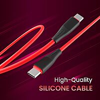 Portronics POR 2111 Silklink USB-C to USB-C Cable – 60W, 1M, Soft Silicon, Red